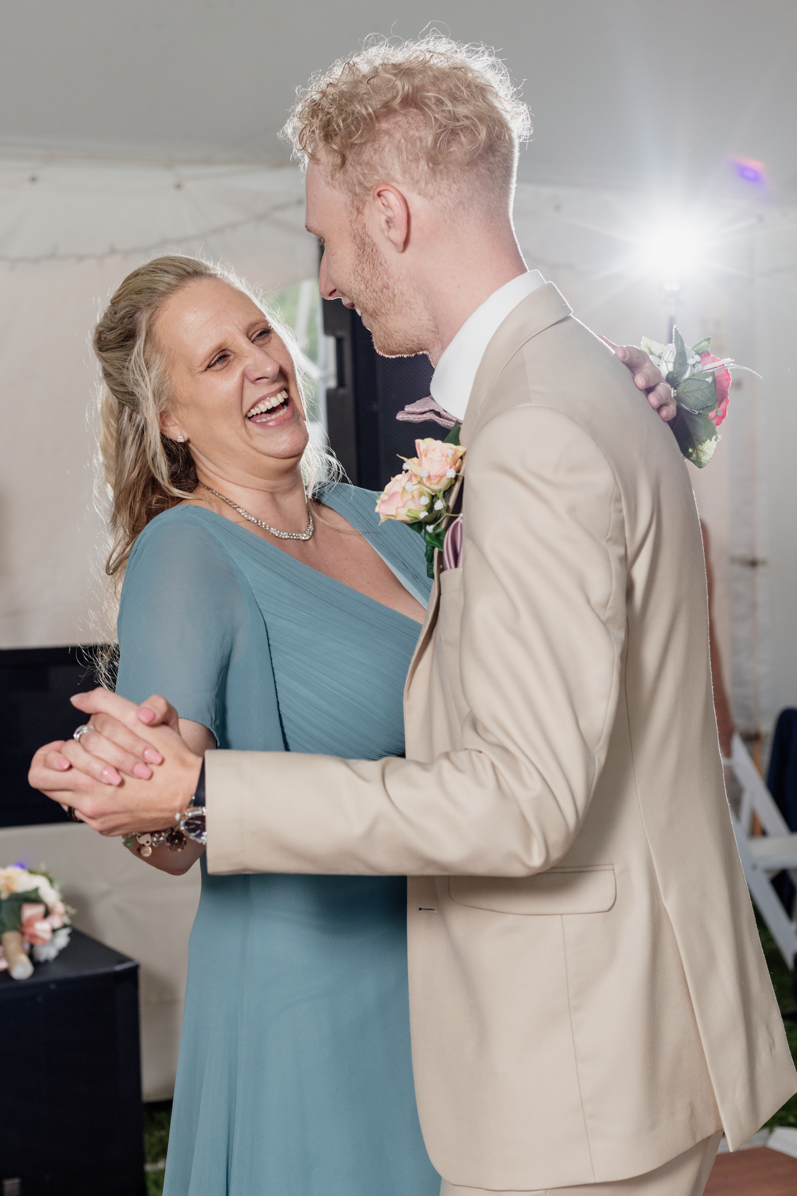 Mother and son first dance at spring garden wedding at Historic Odessa Delaware wedding venue